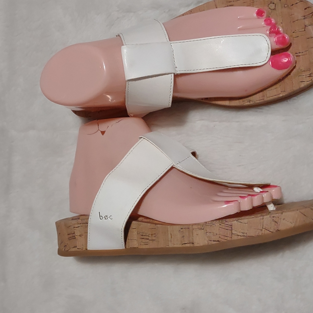 BOC White Slide Sandals with Cork Sole